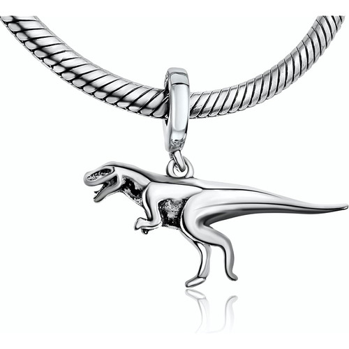 Bolenvi T-rex Dinosaurio 925 Plata De Ley Colgante Charm Bea