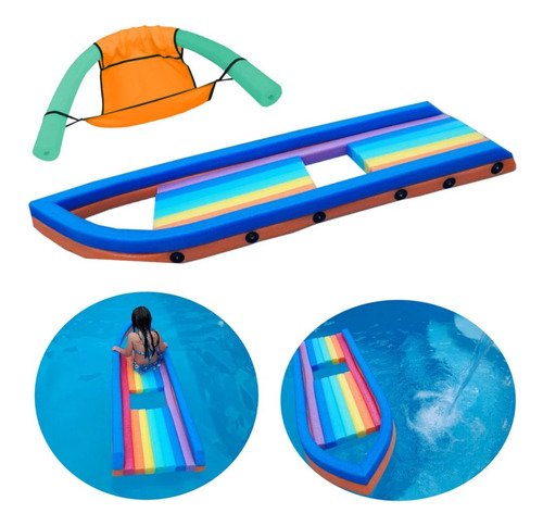 Jangada Flutuante Espaguete Para Piscina +poltrona Flutuante