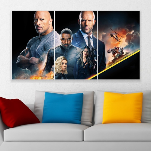 Cuadro Triptico Rápidos Y Furiosos Hobbs & Shaw Canvas Art