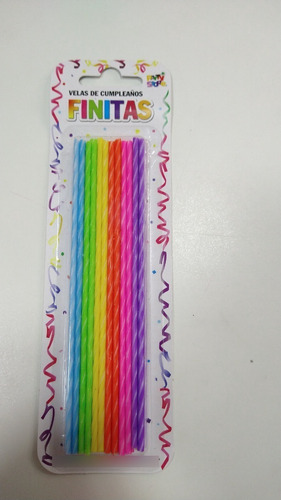 Imagen 2 de 3 de Pack Set Velas Cumpleaños Finitas Altas Blister X 24