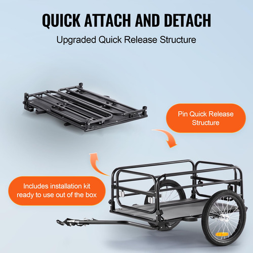 Bike Cargo Trailer Vevor 160kg Load Capacity Foldable 16''