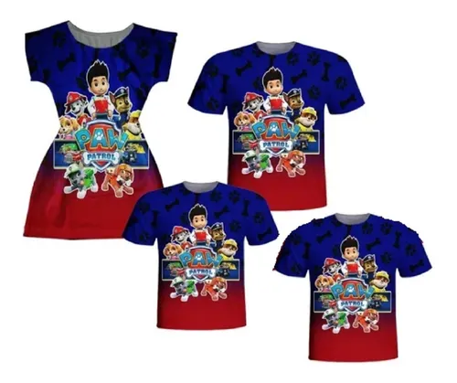 Camisa pai mae e filho patrulha canina sale