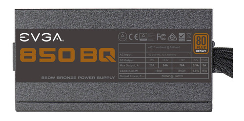 Fuente De Poder Gamer Evga 850 Bq, 80plus Bronze 850w