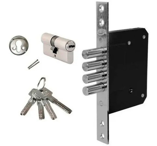 Imagen 5 de 6 de Cerradura Chapa Seguridad Llave Punto 4 Pernos Antisegueta