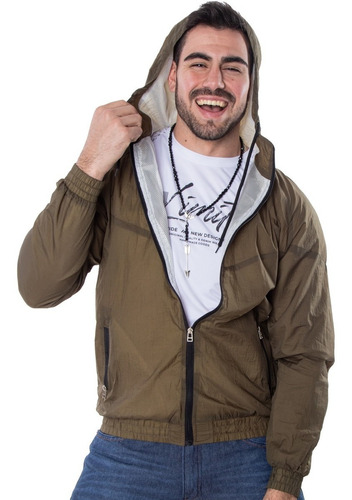 Campera Hombre Rompeviento Liso Fino Liviano Tela Avión