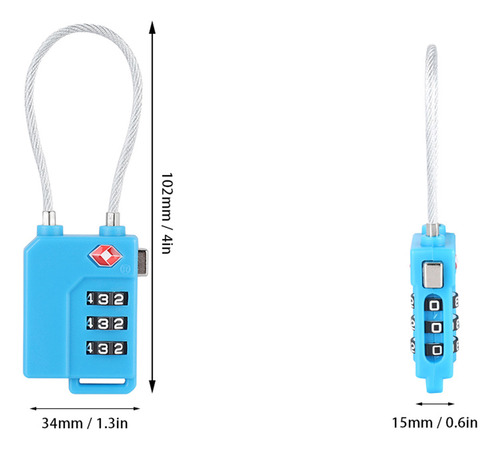Senha De 3 Dígitos Suicase Lock Tsa Steel Wire Customs Para