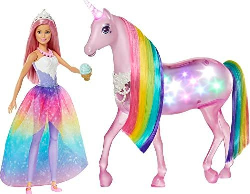 Barbie Dreamtopia Luces Mágicas Unicornio Con Melena Arcoíri