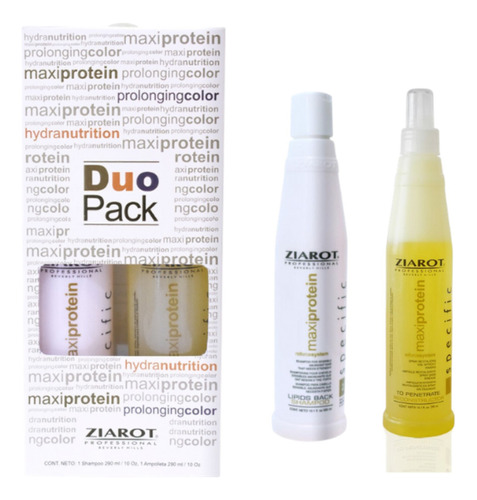  Ziarot Restauración Dúo Pack Lipids Back Tratamiento Shampoo / Spray Ziarot 2 Piezas en botella de 290mL por 2 packs