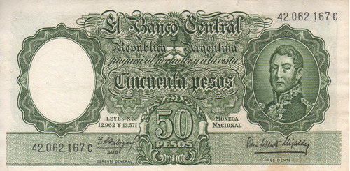 Bottero 2014 - Billete De 50 Pesos Mon. Nac. Año 1964 - Mb+