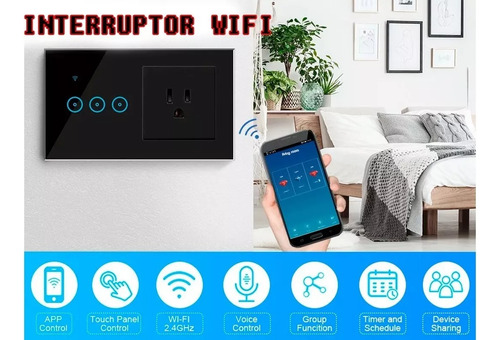Apagador Con Enchufe Wifi Inteligente 1 Botón Interruptor