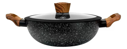Westinghouse Bateria Negra De 3 Piezas: Sarten Y Wok C/ Tapa Color Negro Madera