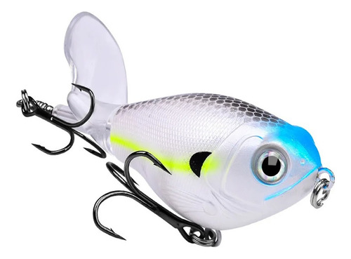 Señuelo Whopper Plopper 9.3cm 16grs Helice Sup Dorado Tarari Color Blanco Y Celeste
