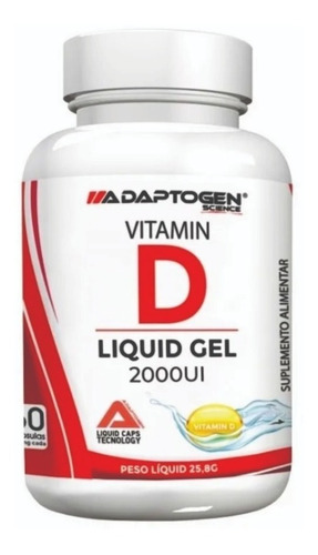 Vitamina D - Vita D3 2000 Ui 60 Cápsulas D3 Adaptogen Sabor Sem Sabor