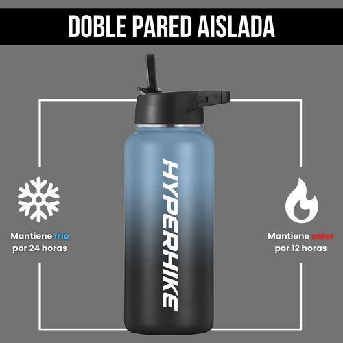 Termo Acero Inoxidable 1lt Hyperhike Botella Térmica 3 Tapas