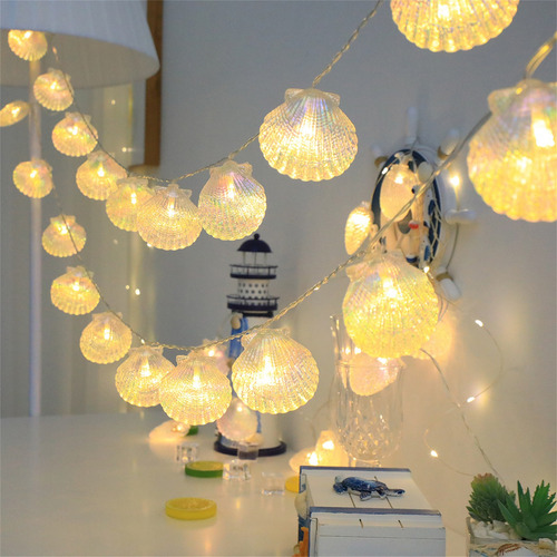 Cadena De Luces Led En Forma De Estrella Con Conchas De Made