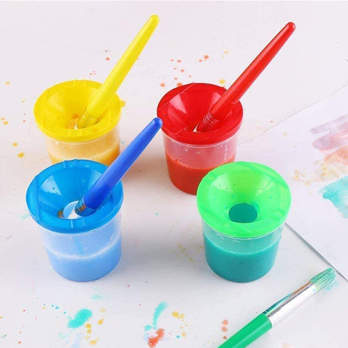 Juego De 9 Vasos De Pintura Antiderrames Con Pinceles Y Pint