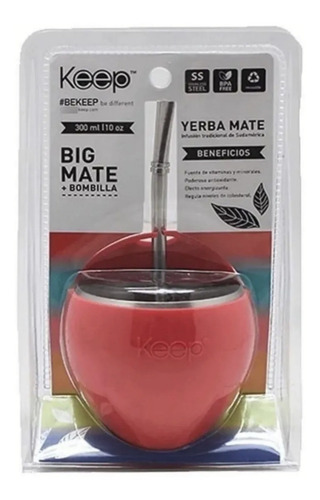 Set Mate Siliconado + Bombilla 230ml Keep Acero Inoxidable Color Rosa