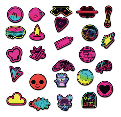 - Adesivos De Luz Neon De Desenho Animado Decalques Diy