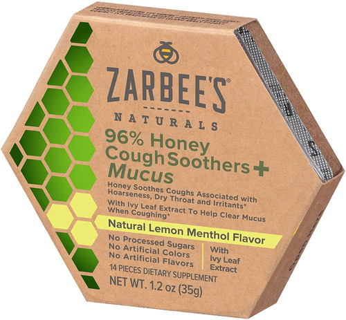 Zarbees Naturals 96% Honey Cough Soothers  Mucus With Ivy