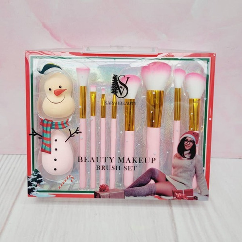 Set De 8 Brochas + Esponja Beauty Makeup