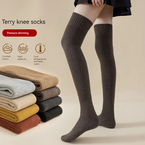 1 Par De Calcetines Largos De Terciopelo De Invierno Para Mu