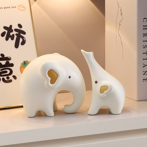 2 Pzs Lujo Resina Elefante Piezas Decorativas Para El Hogar