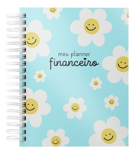 Planner Agenda Caderno Financeiro Permanente Calendário Flor Cor Da Capa Azul