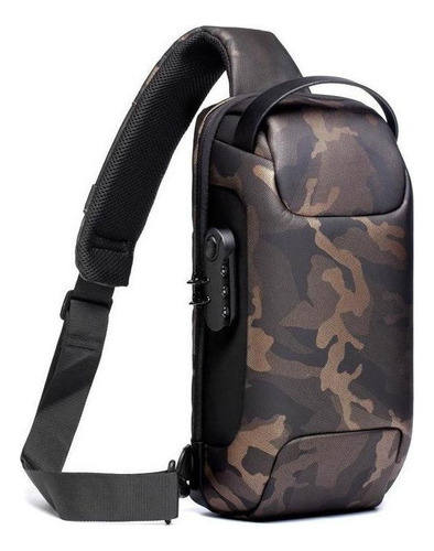 Mochila Usb Pequeña Con Bandolera Cruzada Para Hombre Color Camuflagem Diseño De La Tela Oxford Cloth