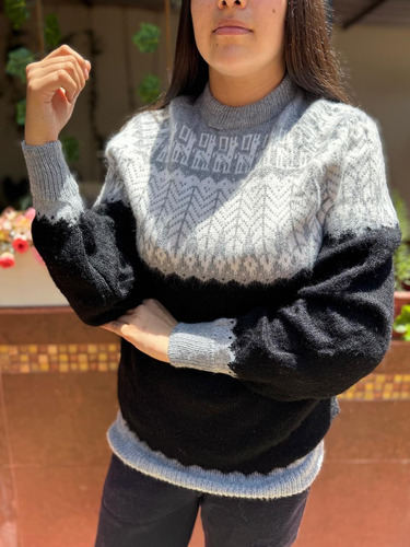 Sueter Pulover De Lana De Alpaca Clásico Hojitas