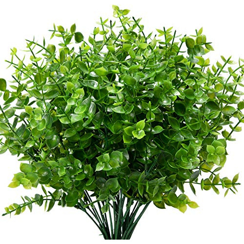 Klemoo 8 Bundles Outdoor Artificial Boxwood Stems Uv Resista