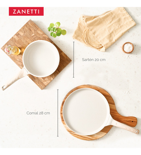 2 Pz - Sartén 20 Cm Y Comal 28 Cm Antiadherente De Granito