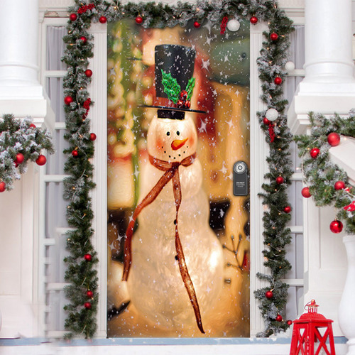 D Decoração De Capa De Porta De Natal Porta De Tampa De Port Cor B