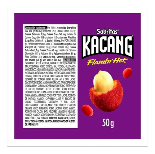 Cacahuates Kacang Flamin' Hot Sabor Chile Y Limón 50 G
