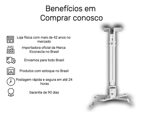 Suporte Projetor Universal Regulável Teto Parede 13 A 65cm