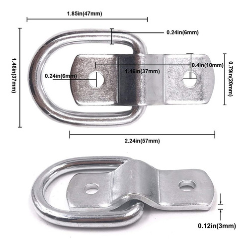 15pcs Anillos En Forma D 1/4 Anclaje Anclaje De Anclajey
