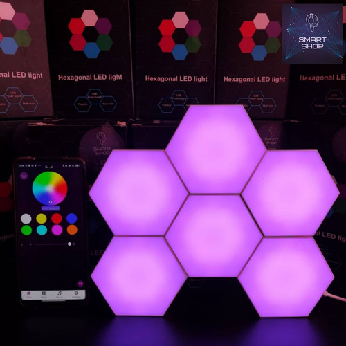 Luces Led Hexagonales Rgb Gamer Aesthetic Smart Bt Inteligen
