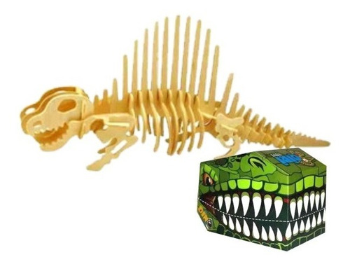 Dinosaurio Dimetrodon Armar Esqueleto Madera Puzzle 3d Caja