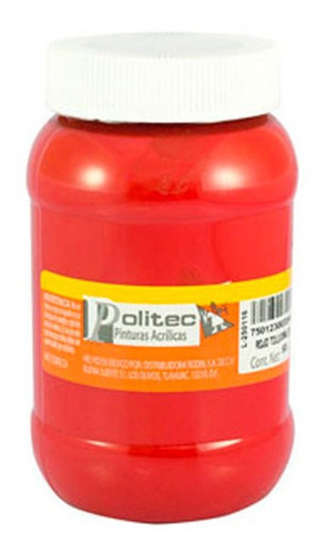 Pintura Politec Acrilica 500ml Serie 300 1 Color / 1 Pieza Color 309 Rojo Toluidino