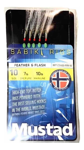 Linea Mustad Sabiki #10 - Feather & Flash  - Pesca De Mar