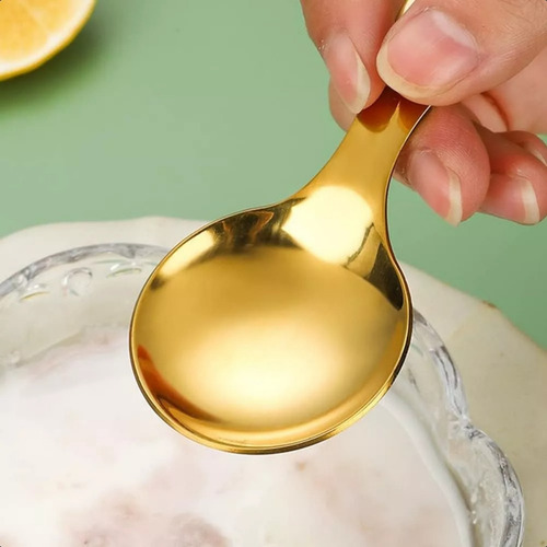 5 Cucharas De Mango Corto, Mini Cucharas De Acero