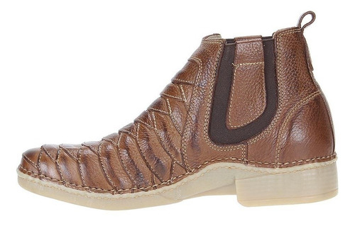 Botina Escamada Masculina Couro Marrom Zebu 23382