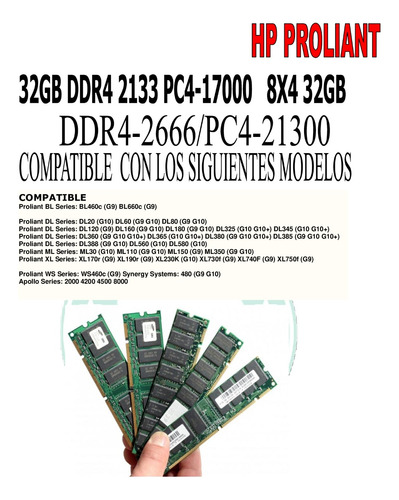 Kit De  Memoria  Ddr4 Ecc  Reg  2133   Proliant  Hp Ml Dl Gl