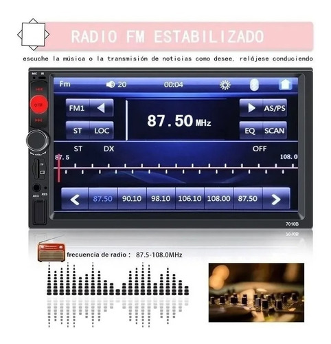 Imagen 7 de 10 de Pantalla Táctil Estéreo Bluetooth De 7 Pulgadas Mirror Link