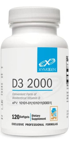 Xymogen D3 2000 Iu Vitamina D3 120 Softgels Biodisponible
