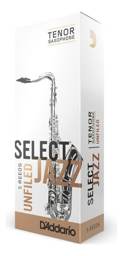 Caña para saxo tenor D'addario Select Jazz 3 sin archivar (5 piezas)