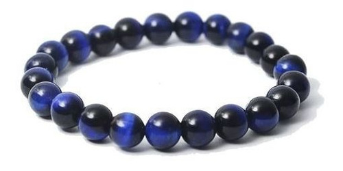 Pulseira Pedra Olho Tigre Azul Bolinha 8mm Comprimento 19 Cm Diâmetro 8 Cm