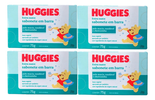 Kit Com 4 Sabonete Barra Huggies Extra Suave 75g