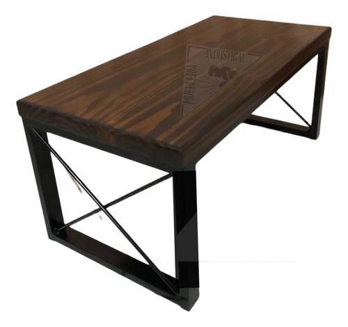 Mesa Ratona Living Madera Y Hierro Con Diseño 5 Cm Espesor