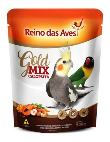 Ração Para Aves Gold Mix Calopsita 500g Reino Das Aves