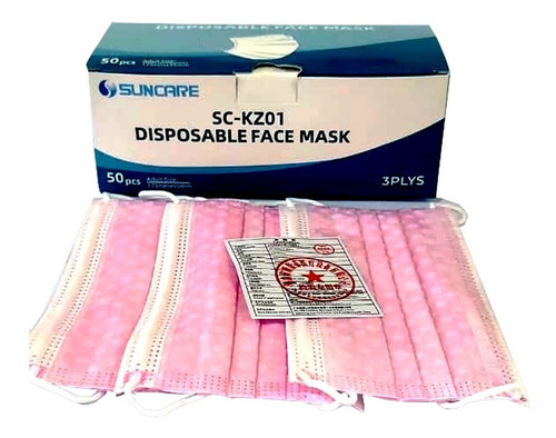 Barbijo C/ Elástico Termosellado Con Clip Nasal X 50u Rosado
